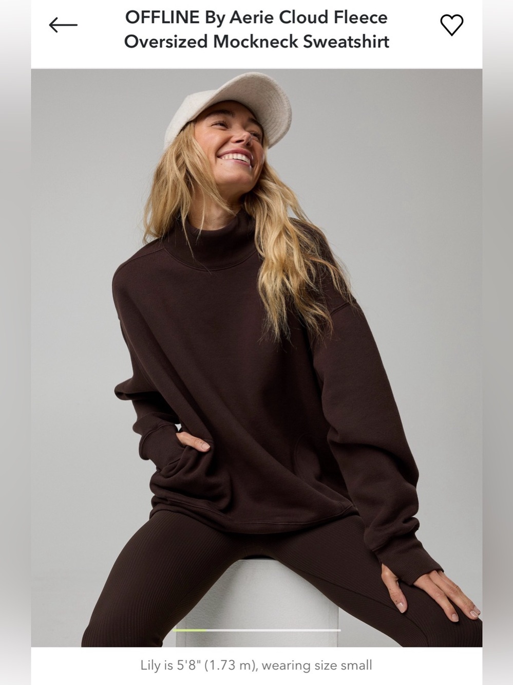 aerie Cloud Fleece Oversized Mockneck Sweatshirt - Chocolate Brown